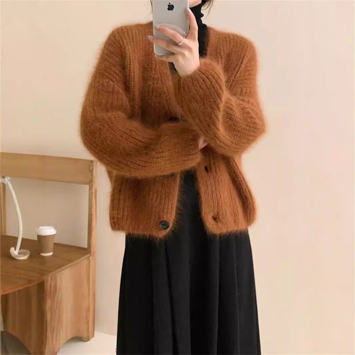 Damen kuscheliger Strickcardigan mit einzigartig weichem Material und praktischem Knopfverschluss Drune