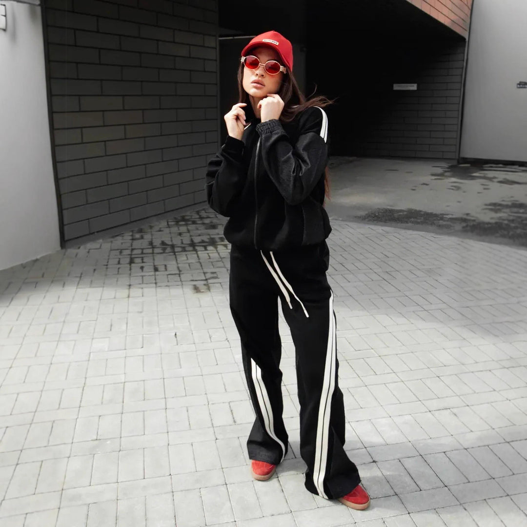 Damen sportliches Loungewear-Set mit Streifen Drune