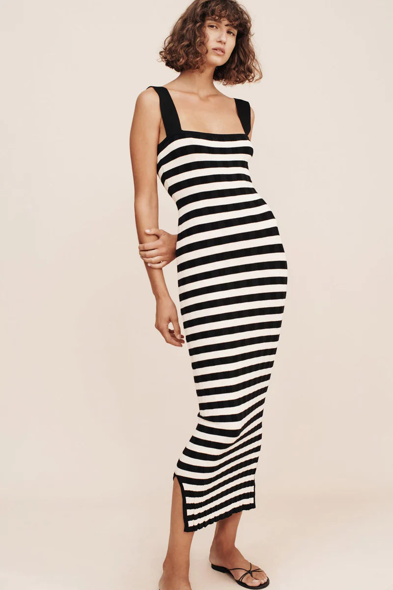 Damen Maxikleid mit gestreiftem Design Drune