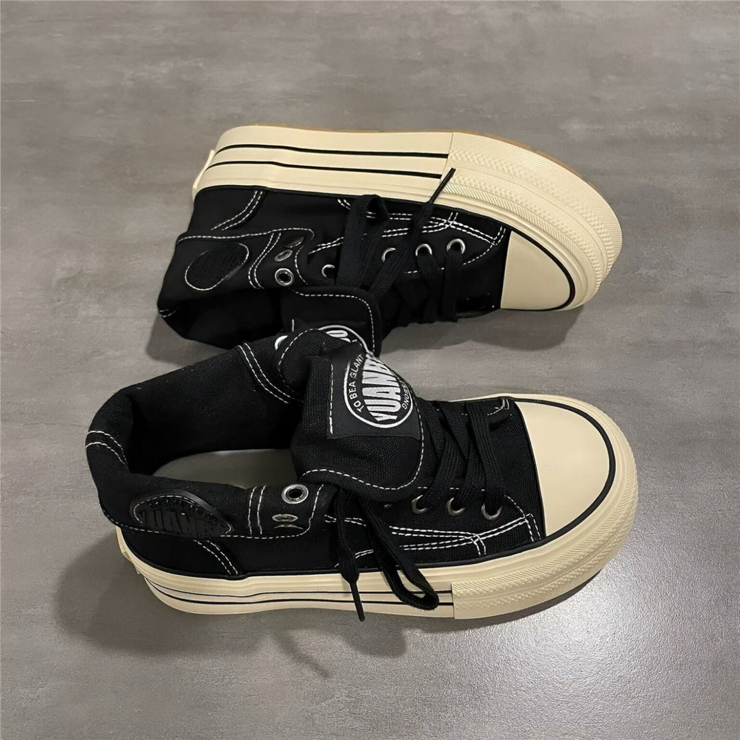 Damen High-Top Sneakers mit modischem Falten-Look und langlDruneiger Gummisohle Drune