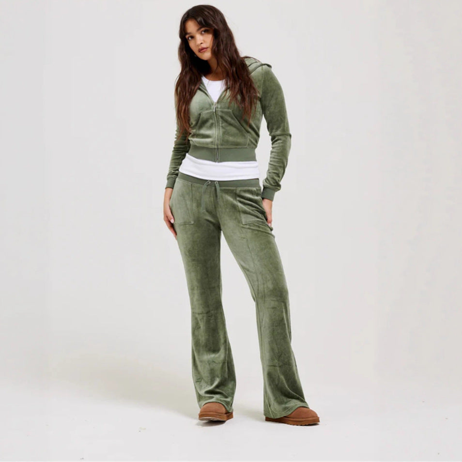 Damen Cropped Fleecejacke mit Kapuze Drune