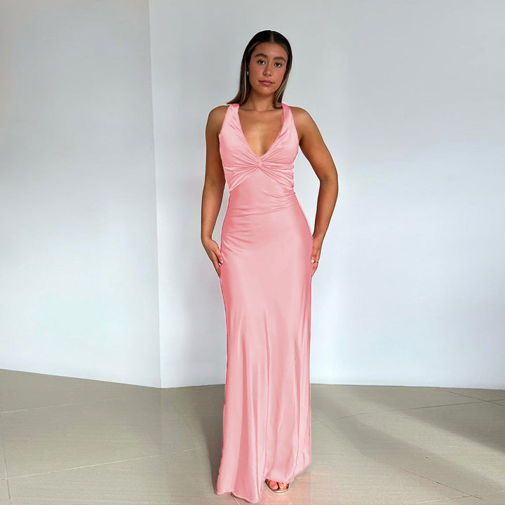 Drune | Persönlichkeit Slim Fit Satin Kleid Damen