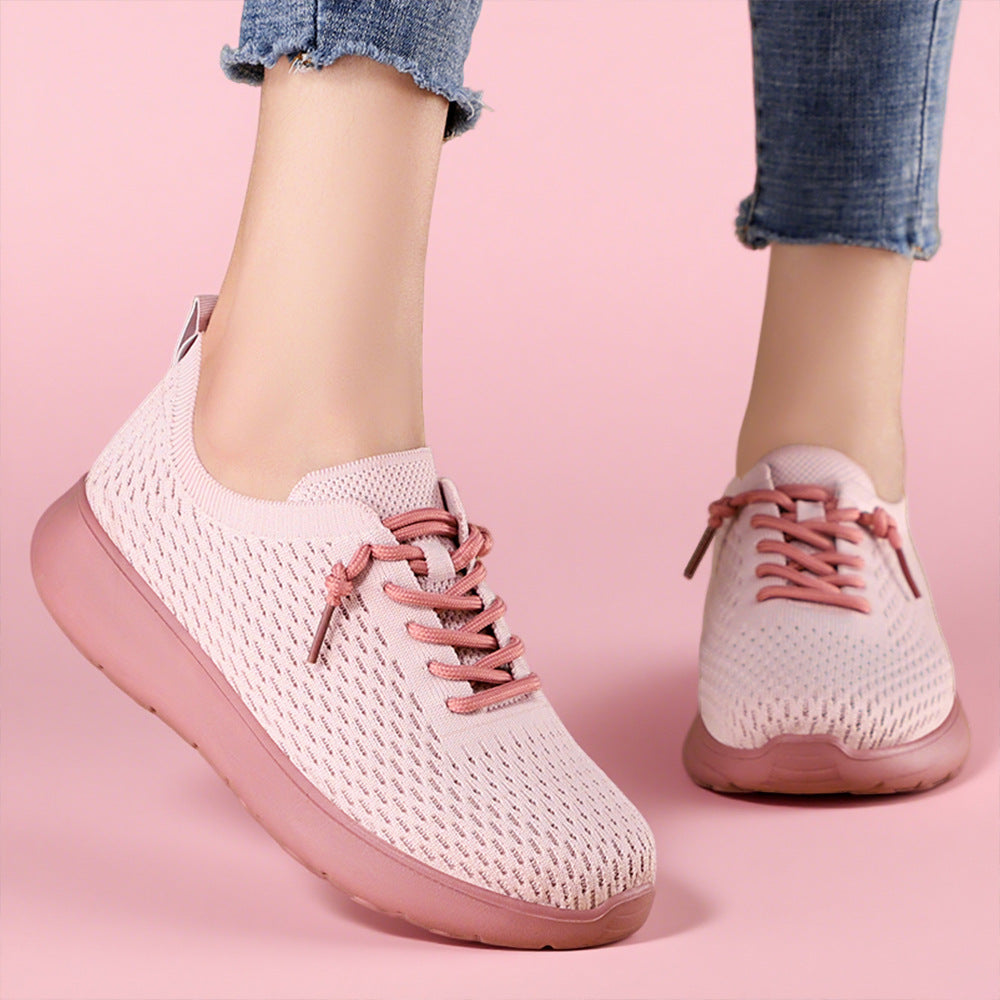 Damen nan atmungsaktiver Strick-Freizeit-Sneaker mit elastischem Schlupfkragen und stoßdämpfender EVA-Komfortsohle Drune