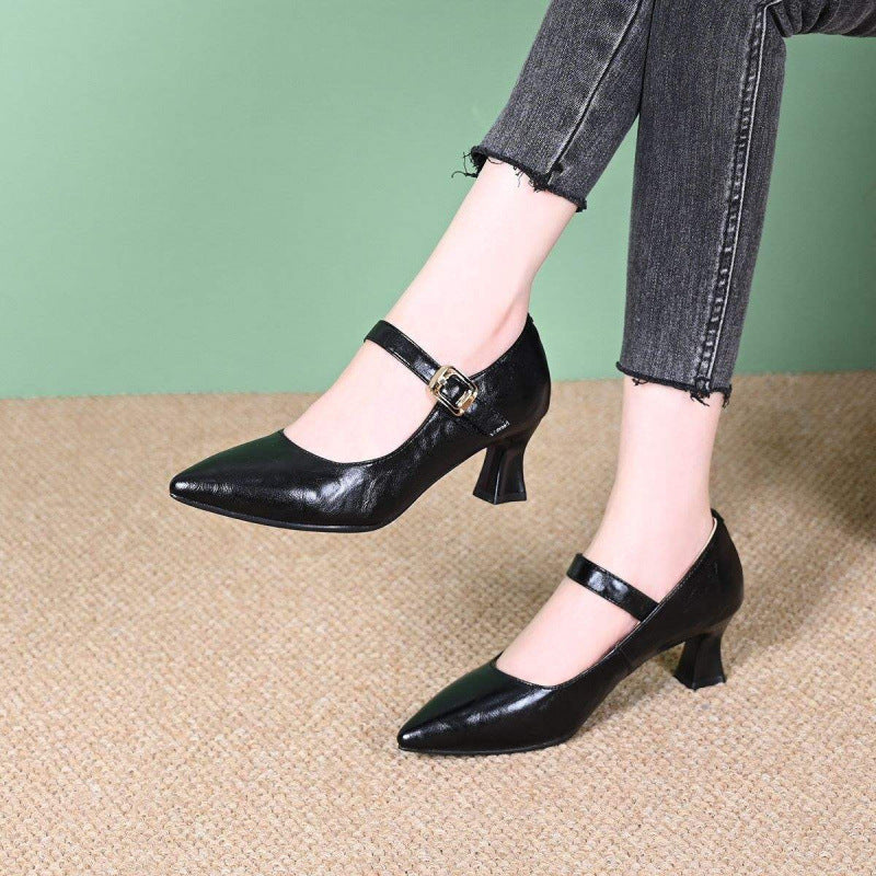 Damen Elegante Mary Jane Pumps mit dezentem Schnallen-Detail Drune