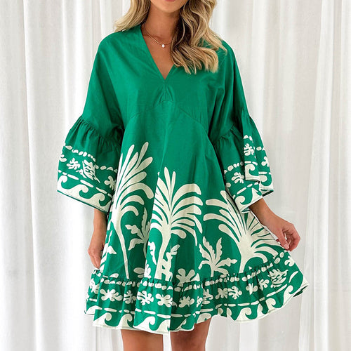 Damen Freizeitkleid mit voluminösen Ärmeln und strukturierten Rüschendetails Drune