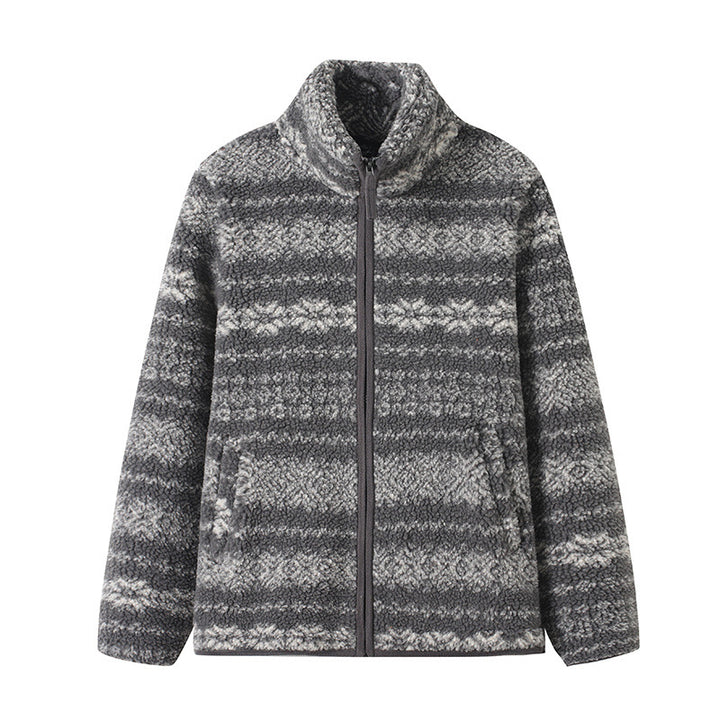 Damen Fleecejacke mit hohem Kragen und modischem Muster Drune