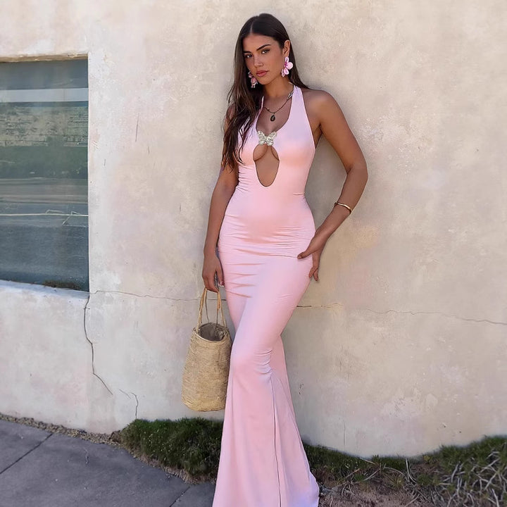 Damen Glamouröses Maxikleid mit extravaganten Cut-Out-Details Drune