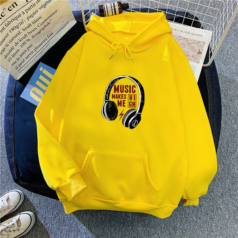 Damen Kapuzenpullover mit kreativem Musik-Design Drune