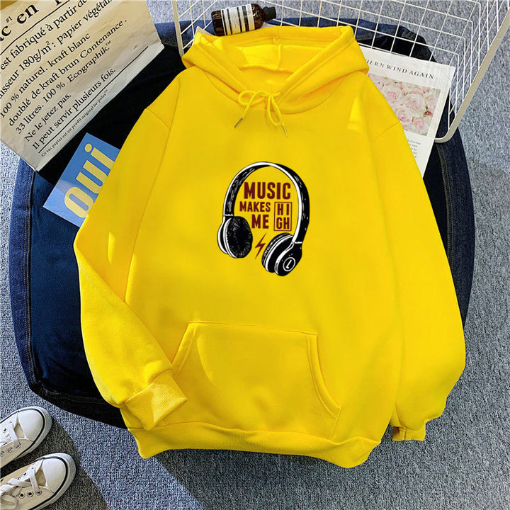 Damen Kapuzenpullover mit kreativem Musik-Design Drune