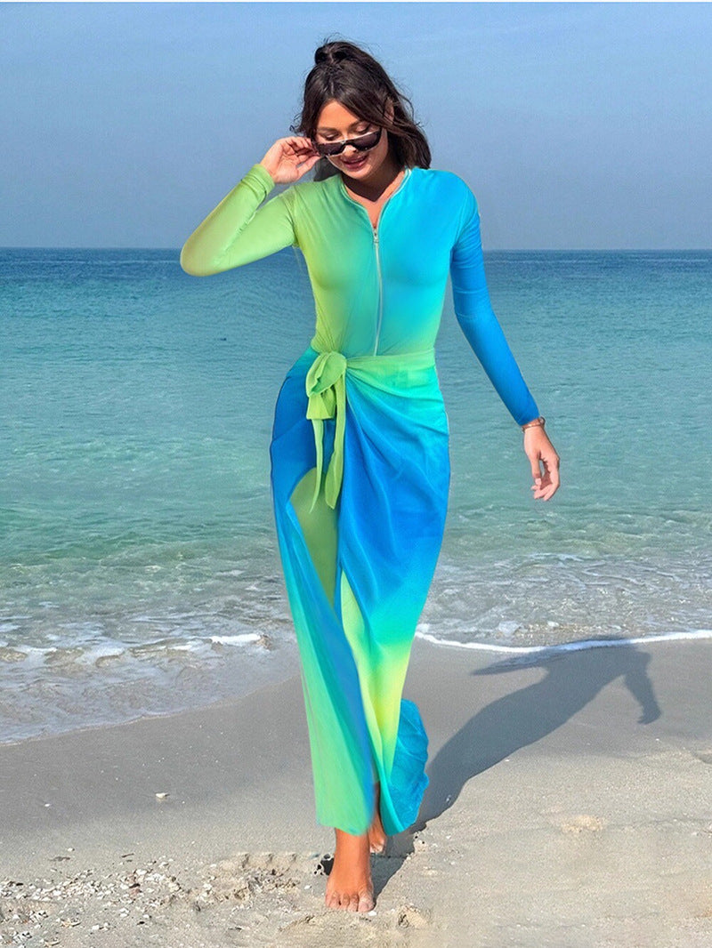 Damen Strategische UV-Schutz-Strandkleid Drune