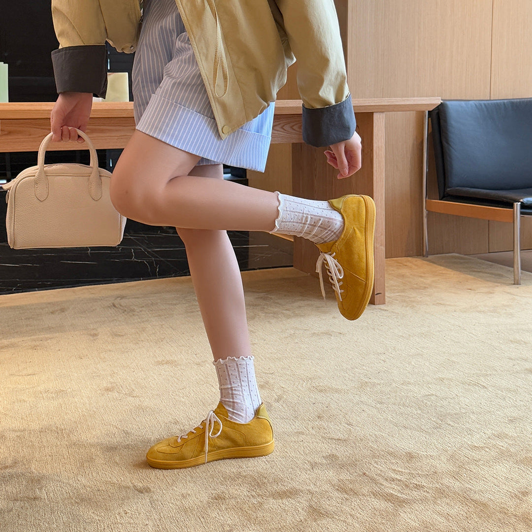 Damen Sportliche Sneakers aus hochwertigem Wildleder mit atmungsaktiver Innenstruktur und elastischer Schnürung Drune