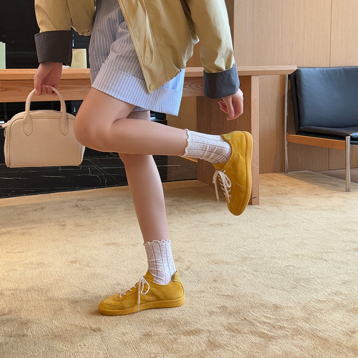 Damen Sportliche Sneakers aus hochwertigem Wildleder mit atmungsaktiver Innenstruktur und elastischer Schnürung Drune