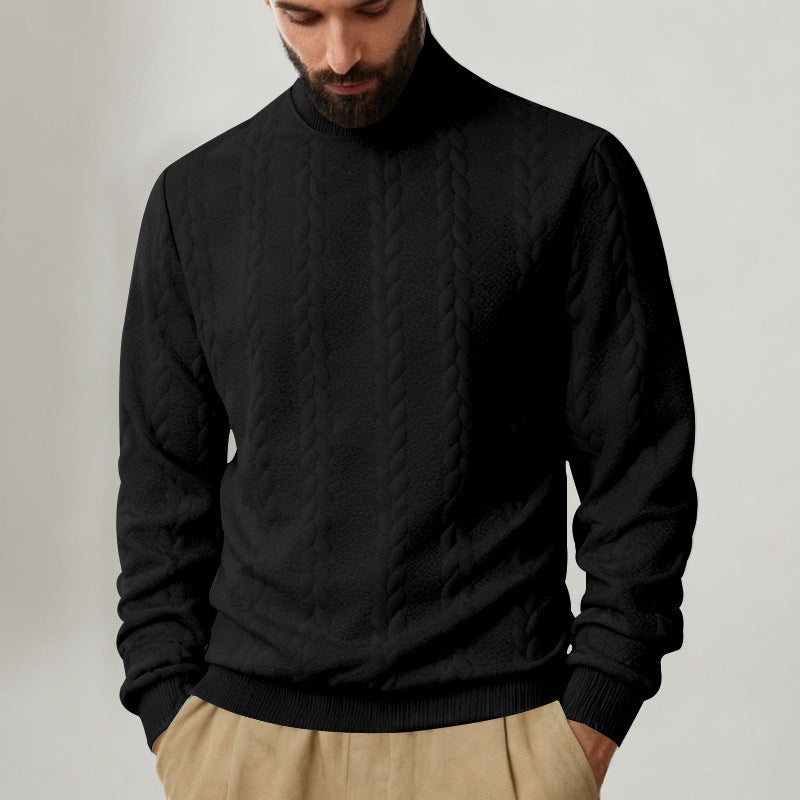 Herren nan Strickpullover mit Stehkragen, Zopfmuster, weichem Rippbündchen und Regular Fit Drune