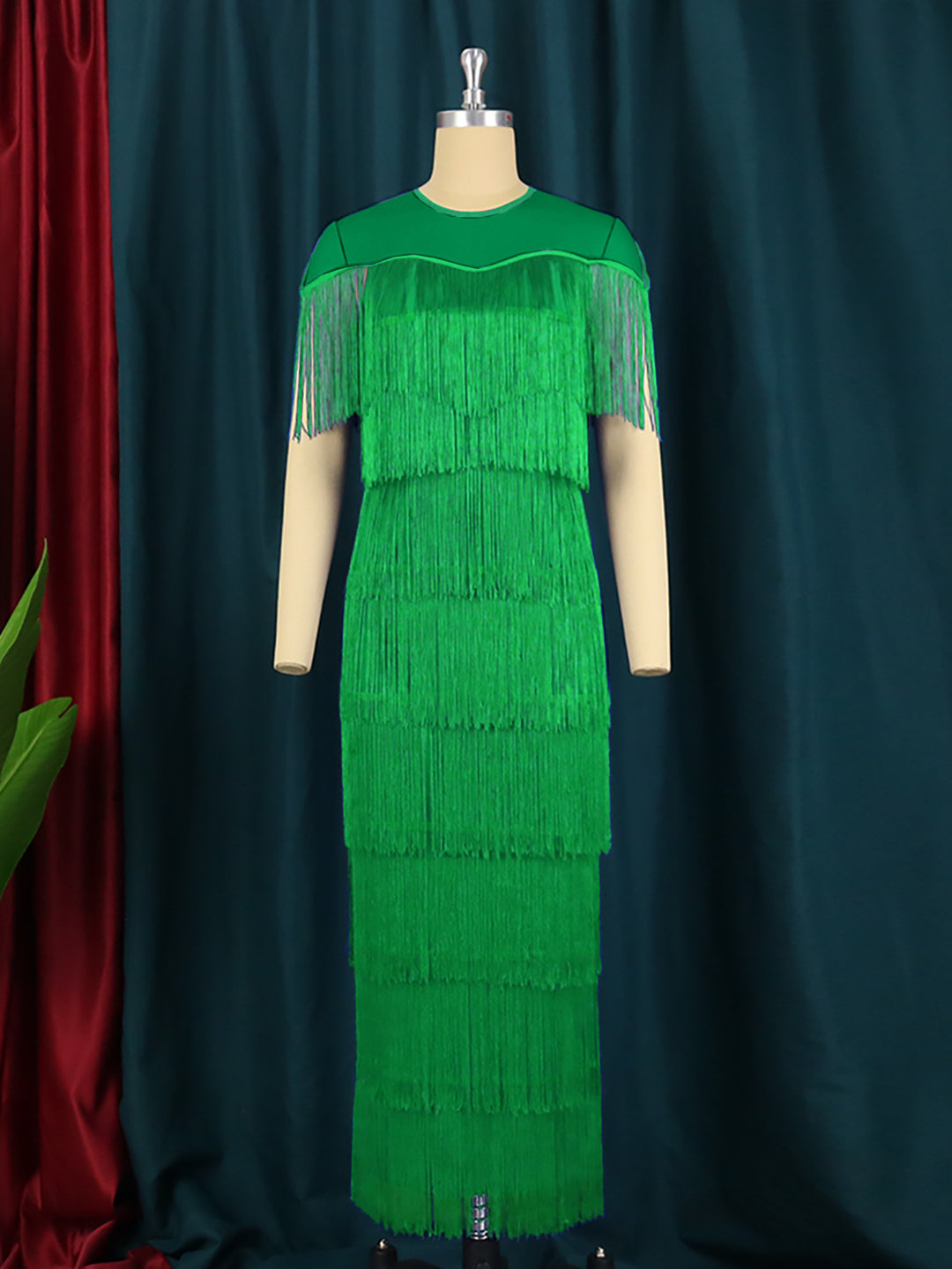 Damen Maxikleid mit Fransen Drune