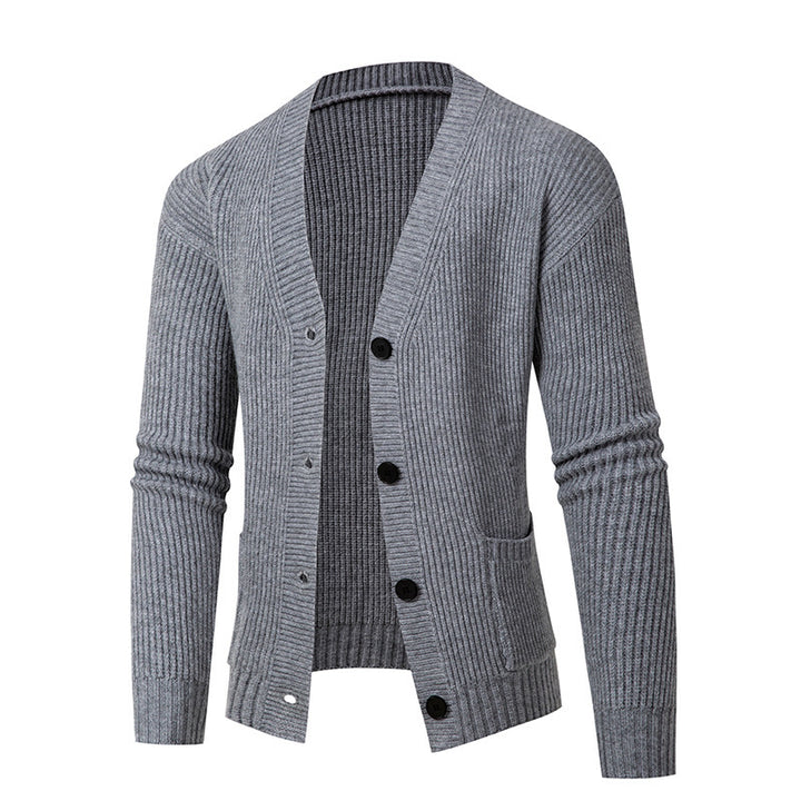 Damen gestreifte Strickjacke mit modischem Schnitt und praktischen Taschen Drune