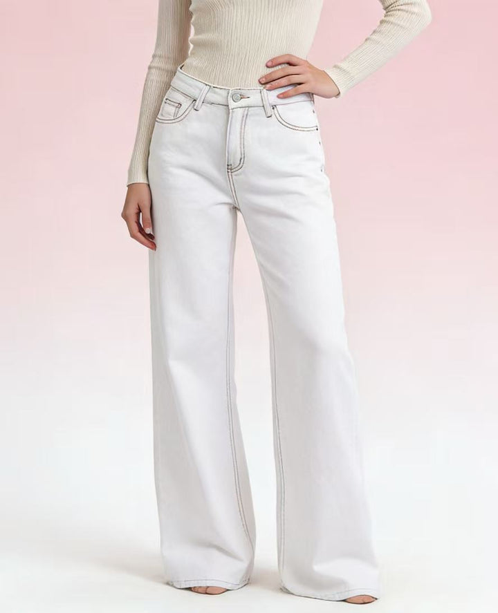 Damen Flared Jeans mit hohem Bund und eleganten Nahtdetails Drune