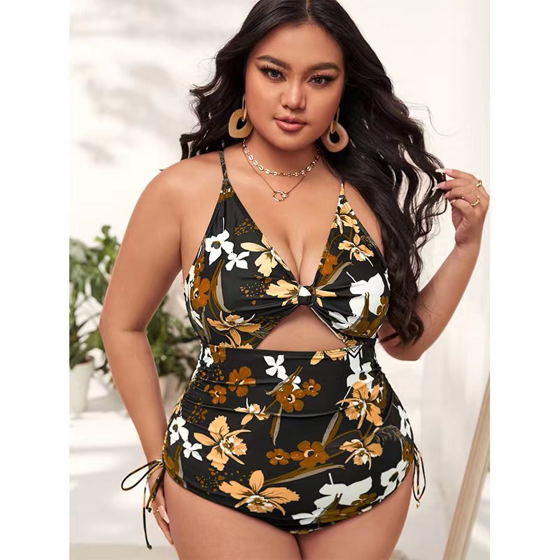 Damen Cut-Out Badeanzug mit floralen Akzenten Drune