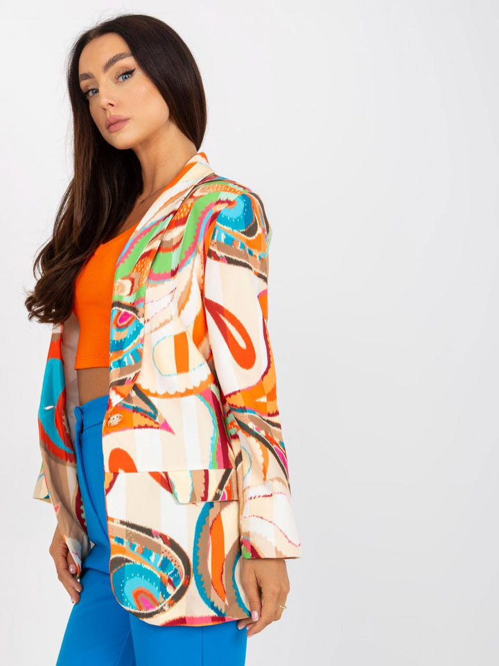 Damen Eleganter Blazer mit buntem Muster und modernen Akzenten Drune
