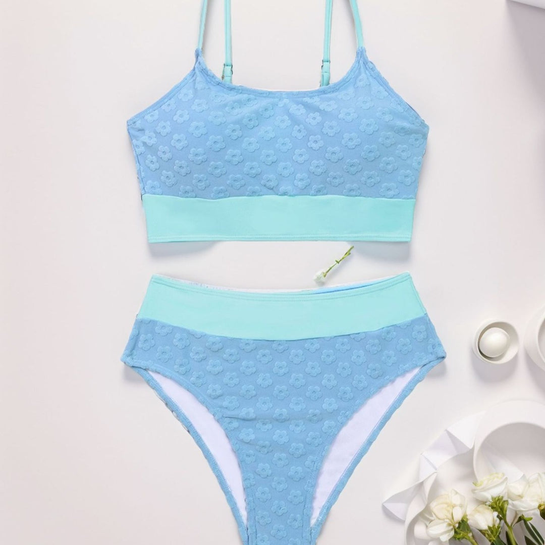 Damen Bikini-Oberteil mit hohem Bund und floralem Muster Drune