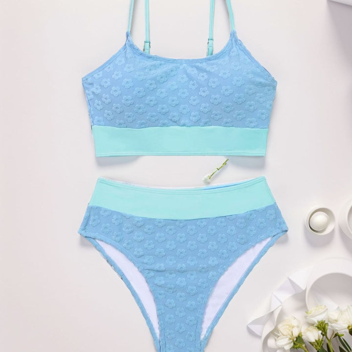 Damen Bikini-Oberteil mit hohem Bund und floralem Muster Drune