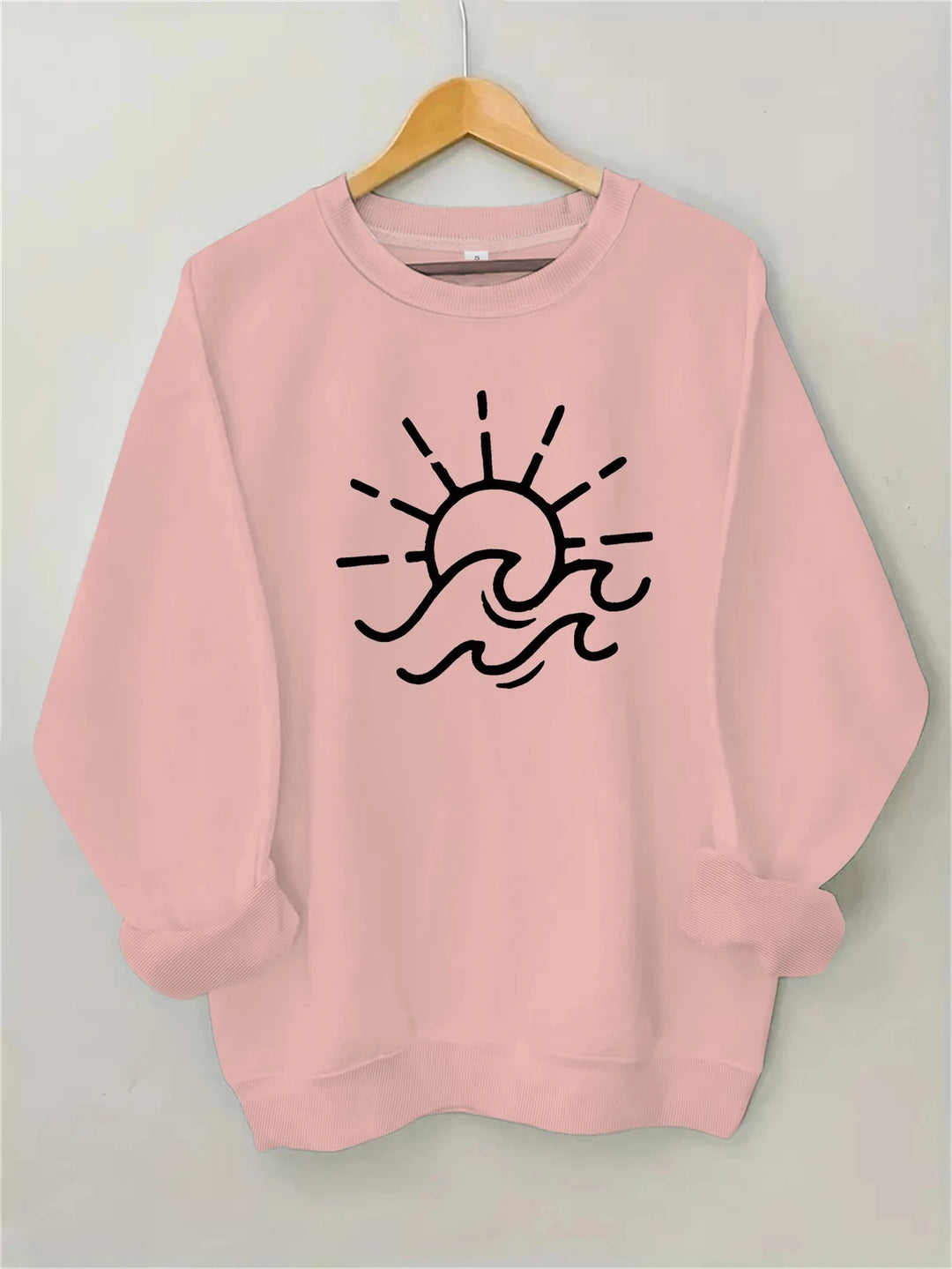 Damen Sweatshirt mit kreativem Sonnen- und Wellenmotiv Drune