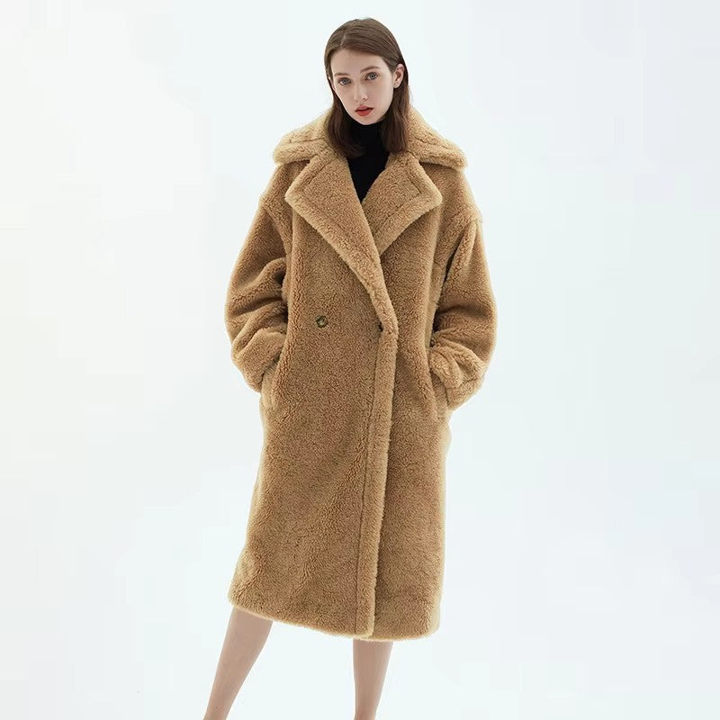 Damen Fleece-Mantel mit doppelter Knopfleiste und trendigem Schnitt Drune