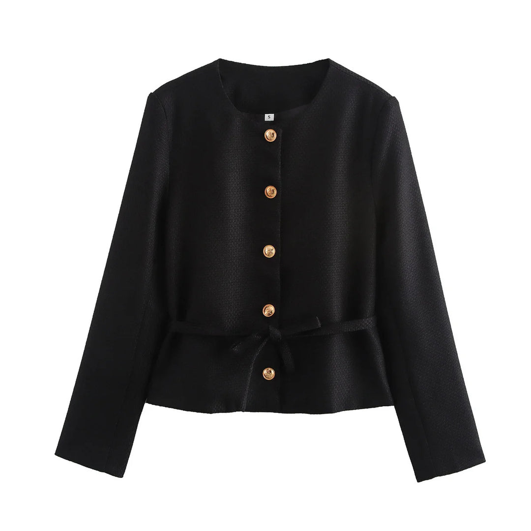 Damen stylistische Übergangsjacke mit Knopfdetails und Bindeband Drune