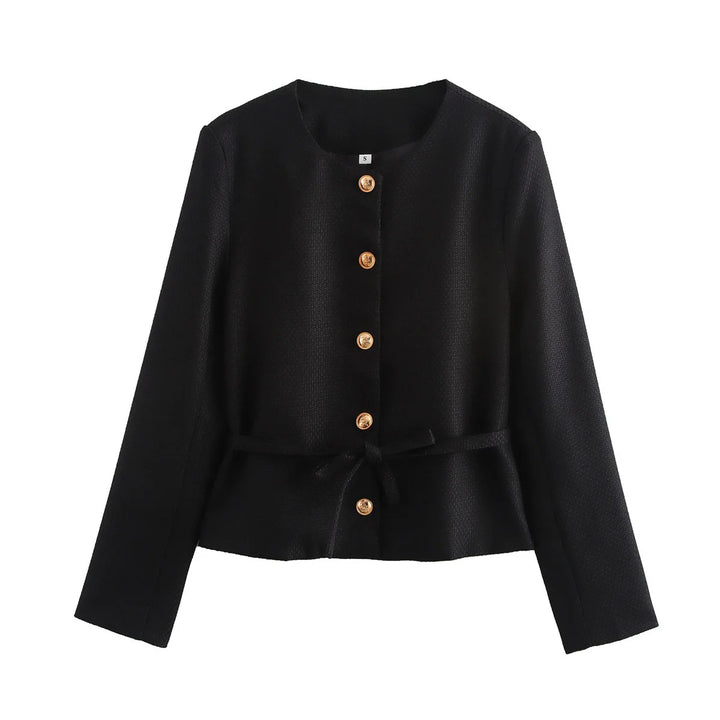 Damen stylistische Übergangsjacke mit Knopfdetails und Bindeband Drune