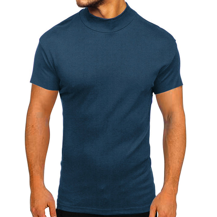 Herren modernes Kurzarm-T-Shirt mit stehendem Kragen und strukturiertem Design Drune