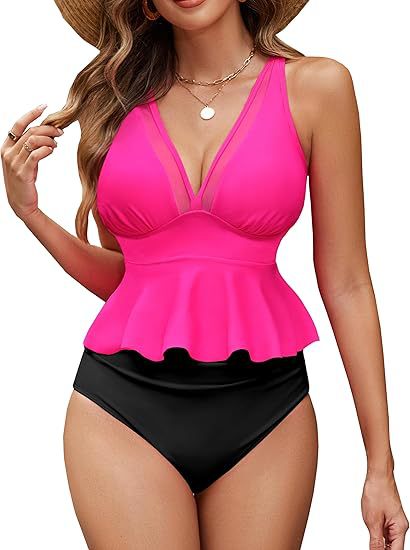 Damen Fließender Peplum-Badeanzug Drune