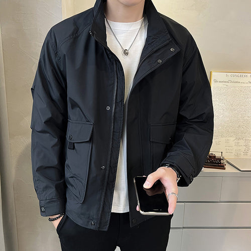 Herren trendige Feldjacke mit praktischen Taschen und verstellbarem Kragen Drune