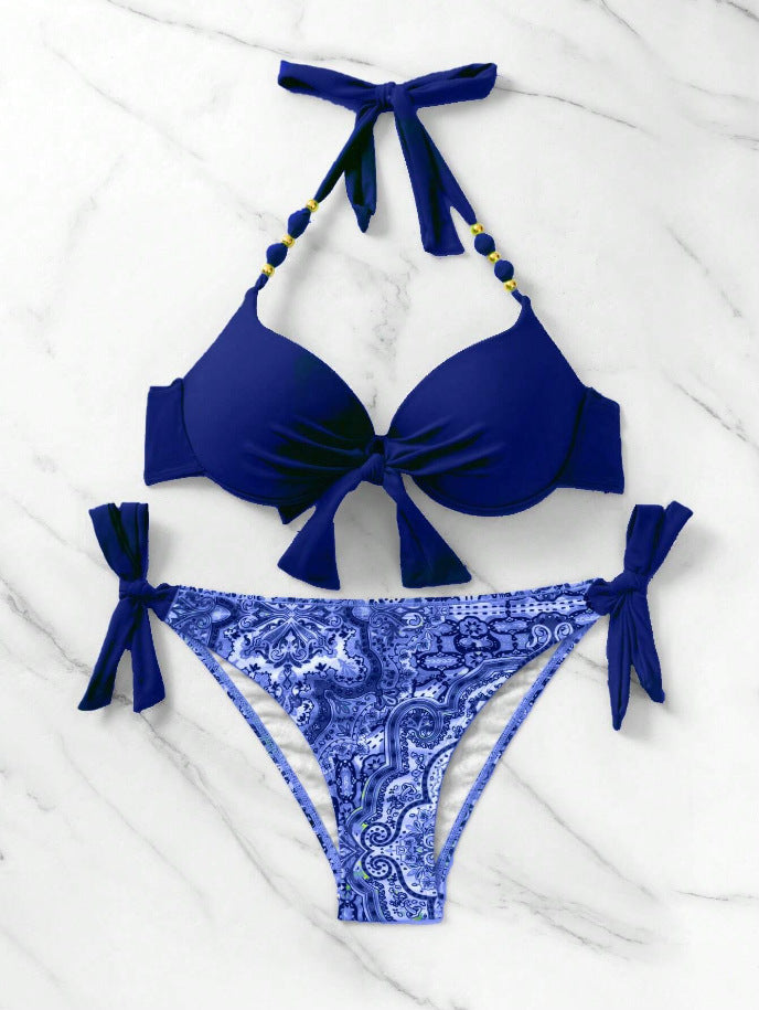 Damen Bikini-Set mit modischem Knoten und bunten Akzenten Drune