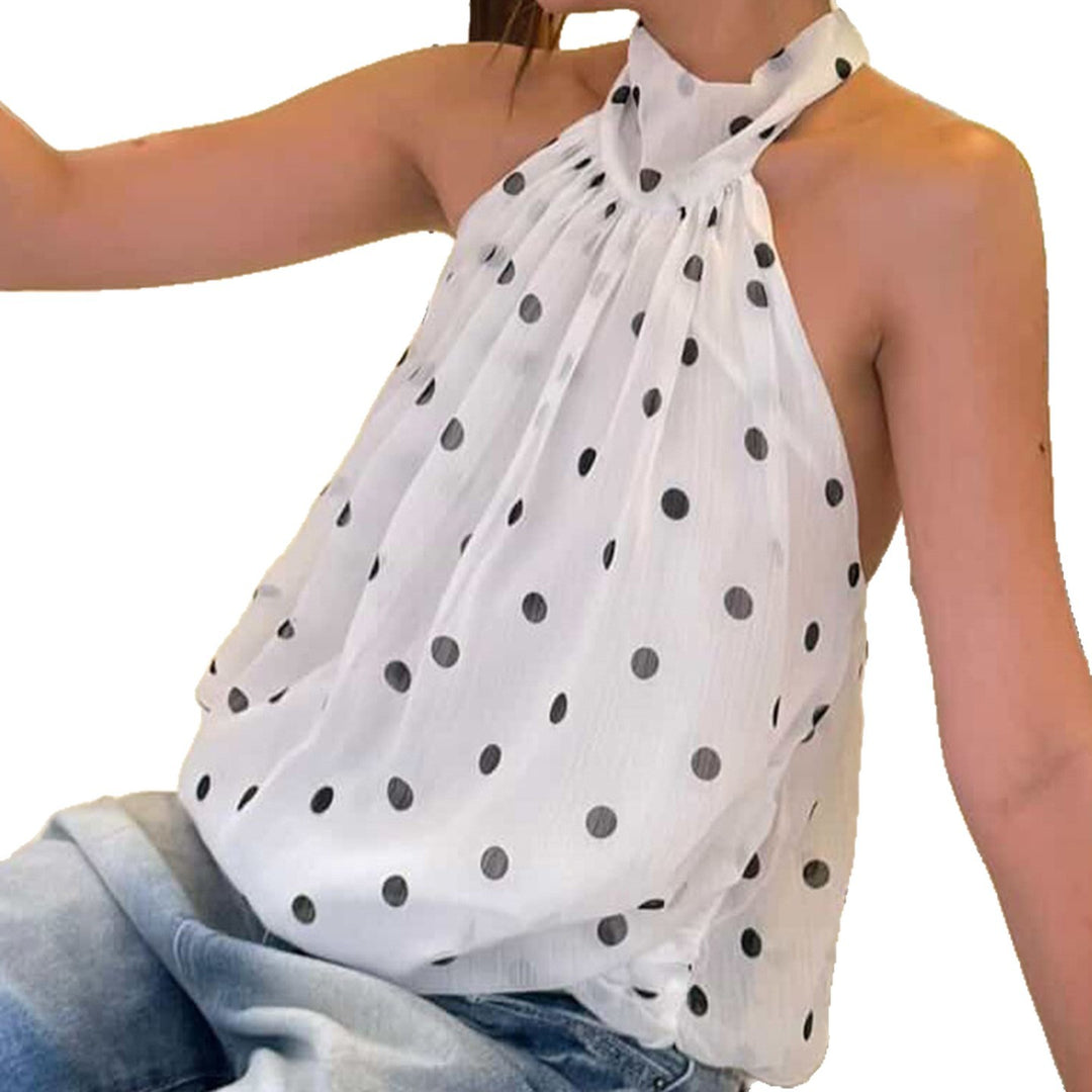 Damen Spaghetti-Trägertop mit modischem Punkten Design und Schleifenakzenten Drune