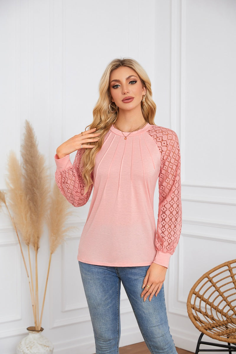 Damen Elegantes und atmungsaktives Oberteil mit Spitze Drune