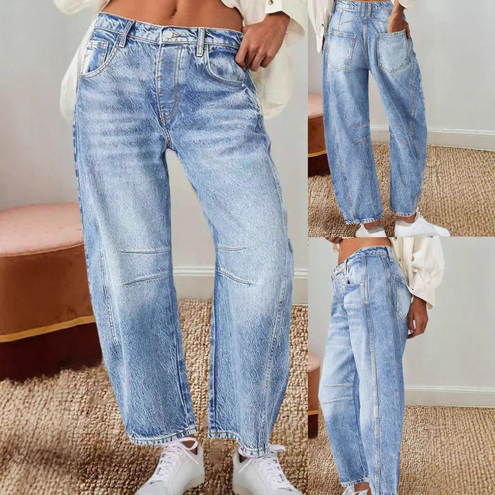 Damen Hoch Taillierte Baggy Jeans Drune
