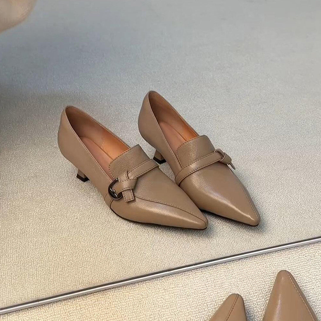Damen elegante spitze Ballerinas mit feinem Riemen Drune