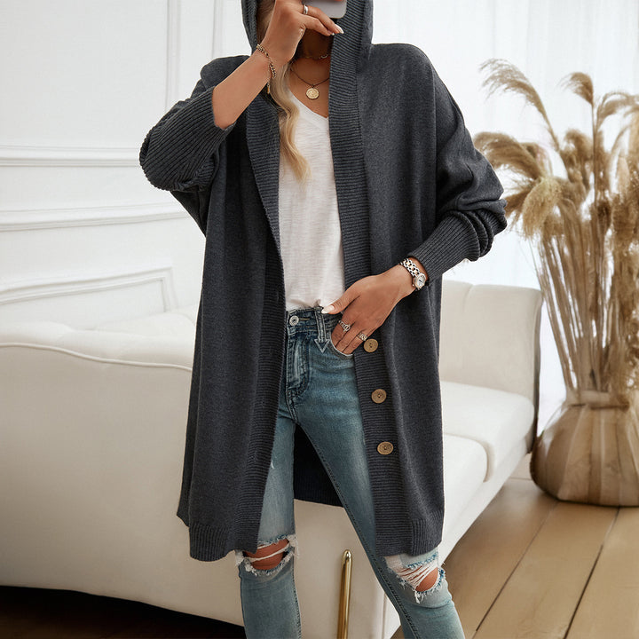 Damen Hoodie-Kardigan mit Knopfdetail und lässigem Schnitt Drune