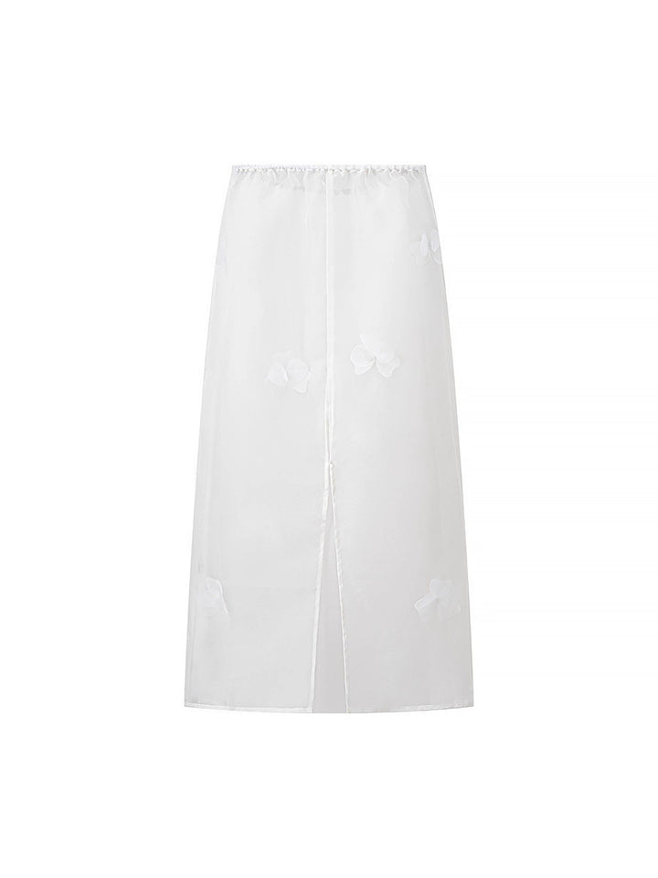 Damen lange transparente Bluse mit floralem Design und seitlichem Schlitz Drune