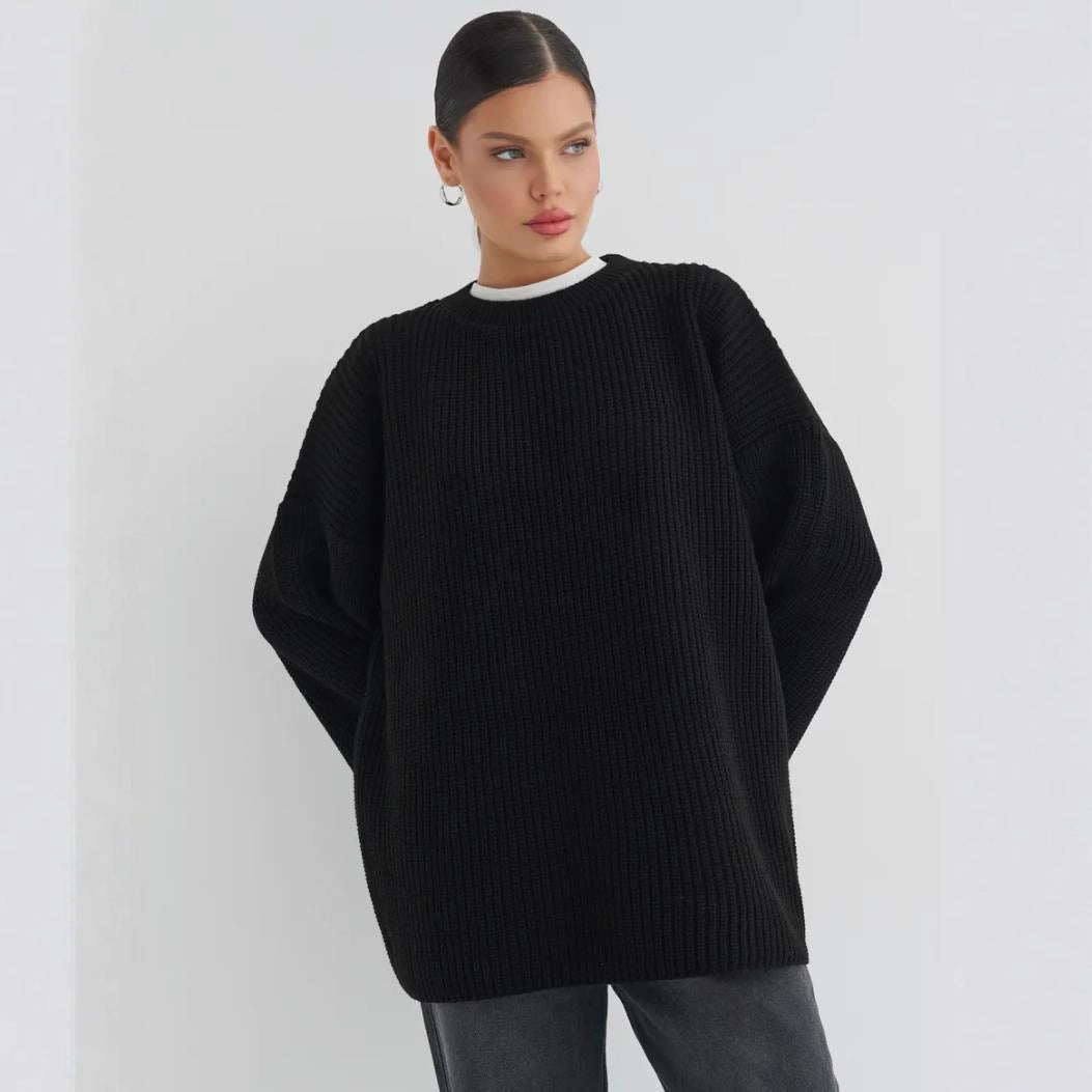 Damen Oversized Strickpullover mit modernen Schnittlinien Drune