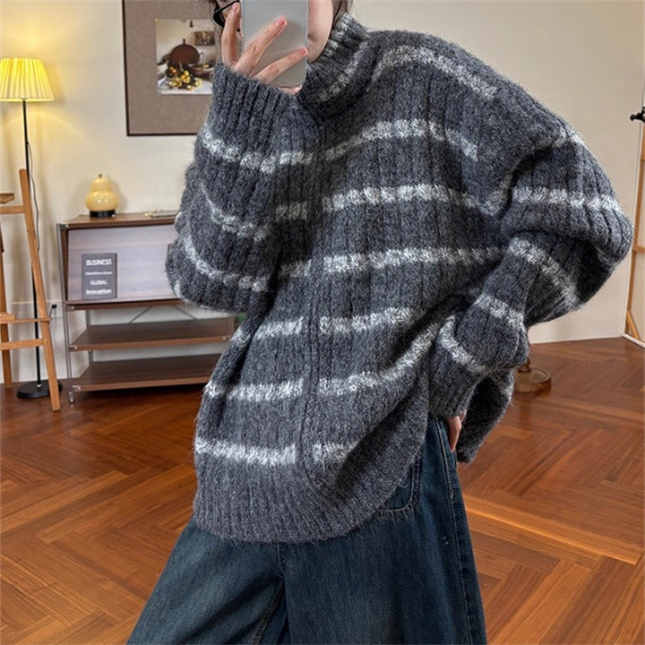 Damen Strickpullover mit hohem Kragen Drune
