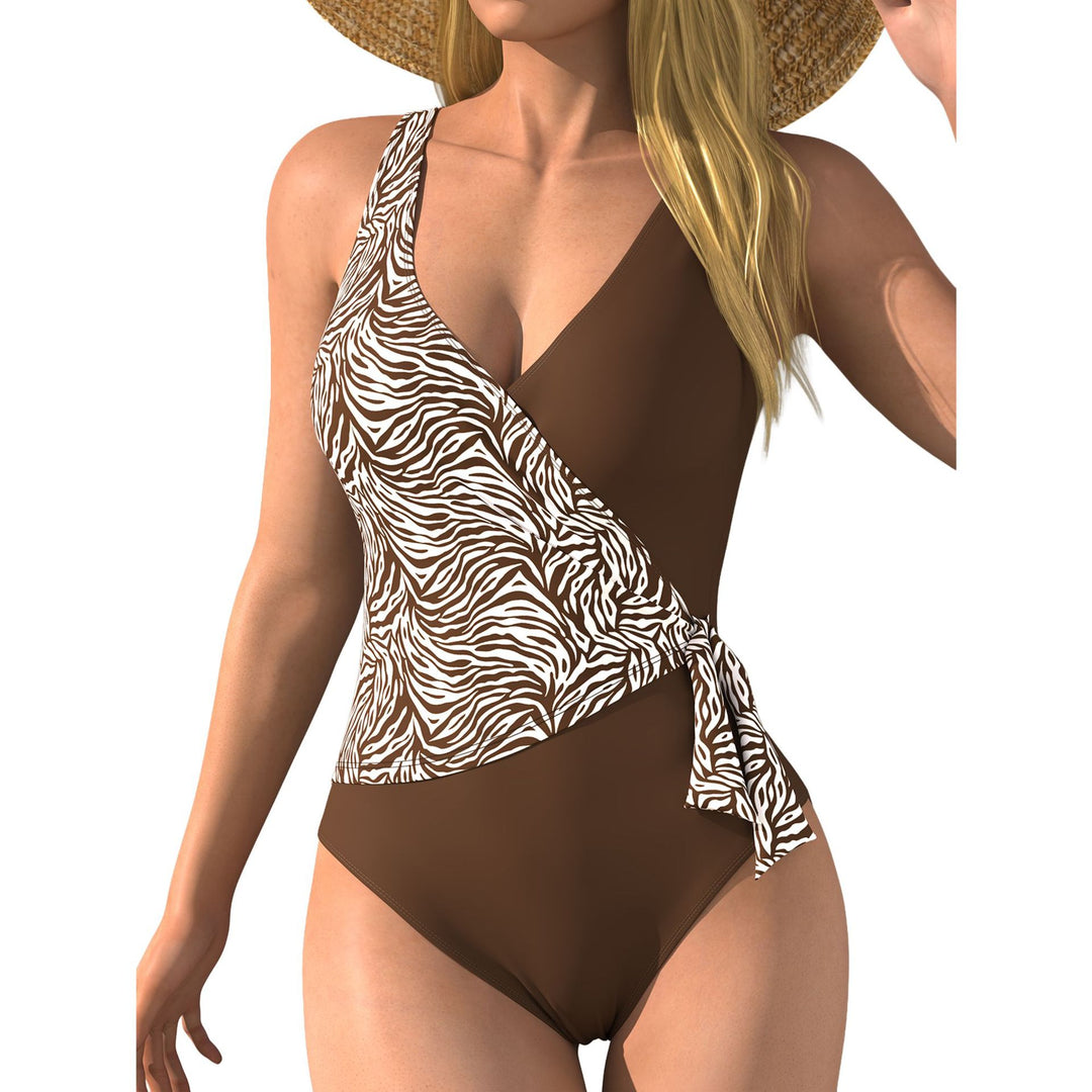 Damen Einteiliger Badeanzug mit Wickeldesign und Tiermotiv Drune