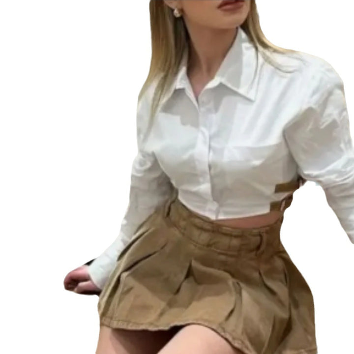 Damen Cropped Hemdkleid mit innovativen Details Drune