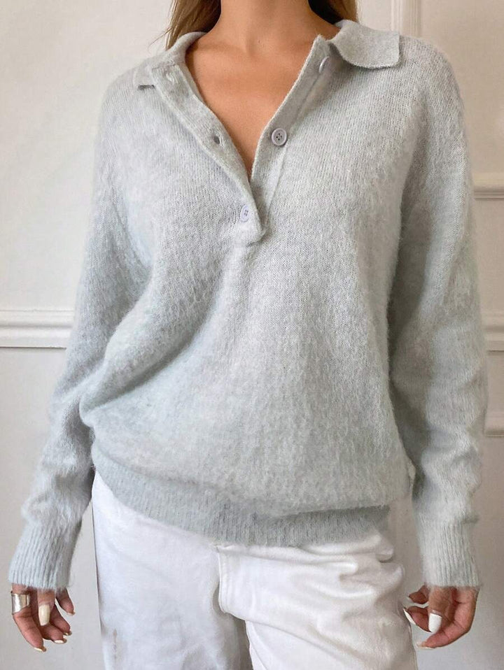 Damen Kuscheliger Strickpullover mit Knopfdetail Drune