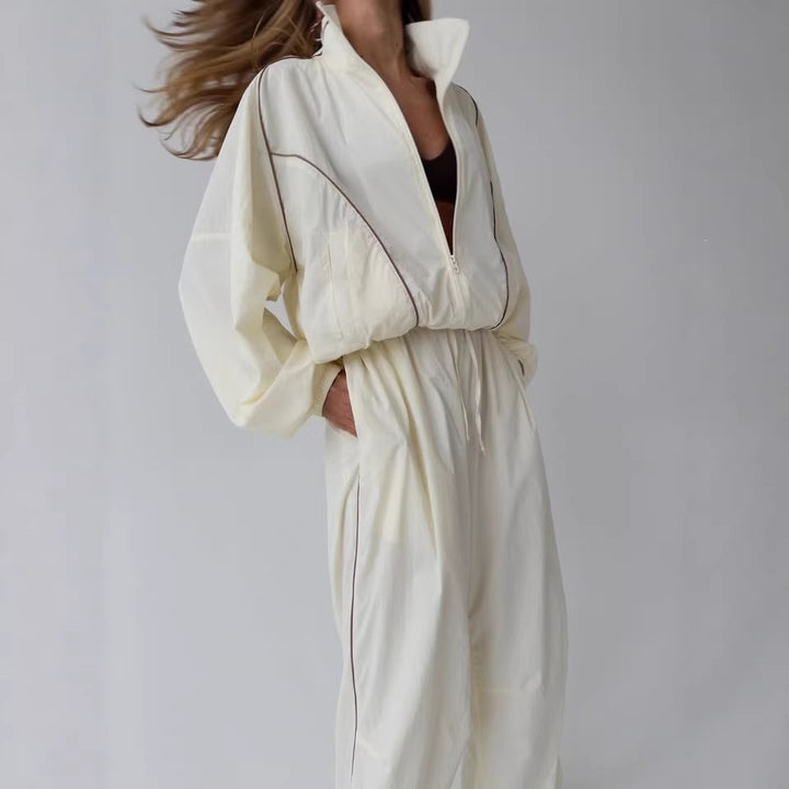 Damen Sportliche Jacke mit weitem Schnitt und lässigen Hosen Drune