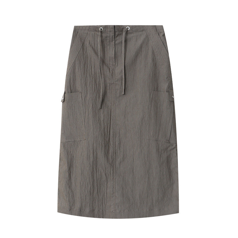 Damen vielseitiges Maxirock mit praktischen Taschen und elastischem Bund Drune