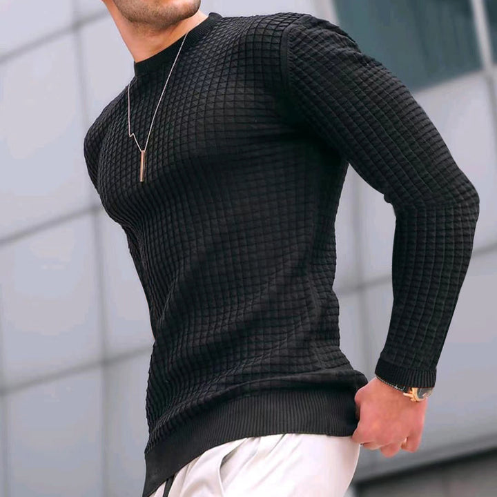 Herren strukturiertes Langarmshirt mit Rundhalsausschnitt Drune