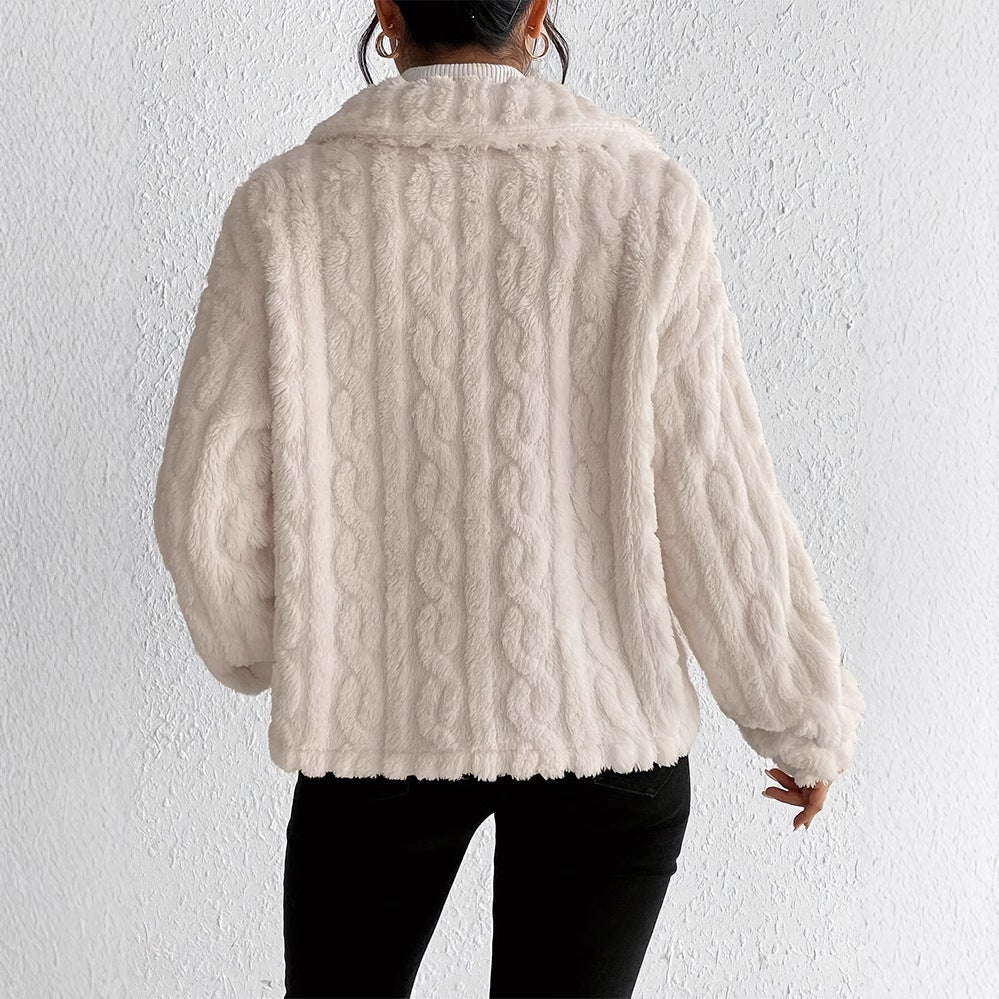 Damen Plüsch-Steppjacke mit hohem Kragen Drune