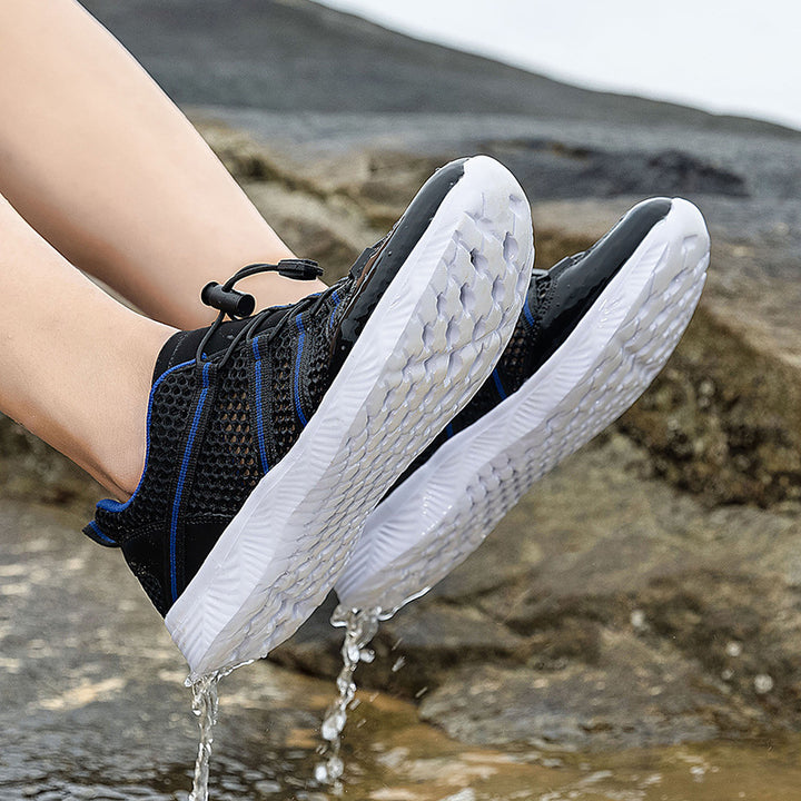 Damen nan atmungsaktiver Netzstoff-Sneaker mit Kordelzugverschluss, ultraleichter EVA-Flexsohle und gepolstertem Fersenkragen Drune