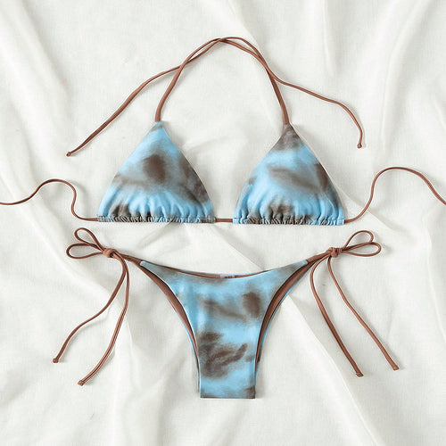 Damen Triangel-Bikini mit verstellbaren Trägern und einzigartigem Farbverlauf Drune