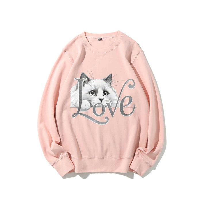 Damen Sweatshirt mit verspieltem Katzenmotiv und lässigem Schnitt Drune